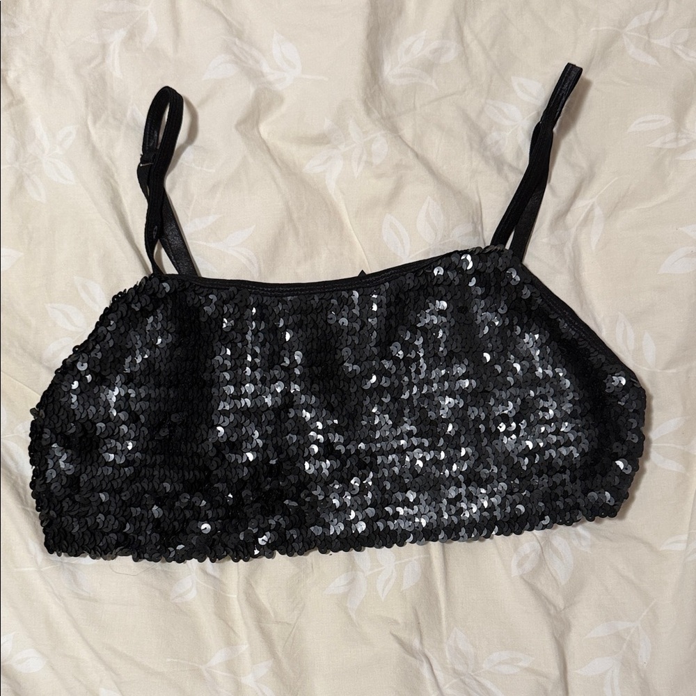 Urban Outfitters Black Sequin Bra Top